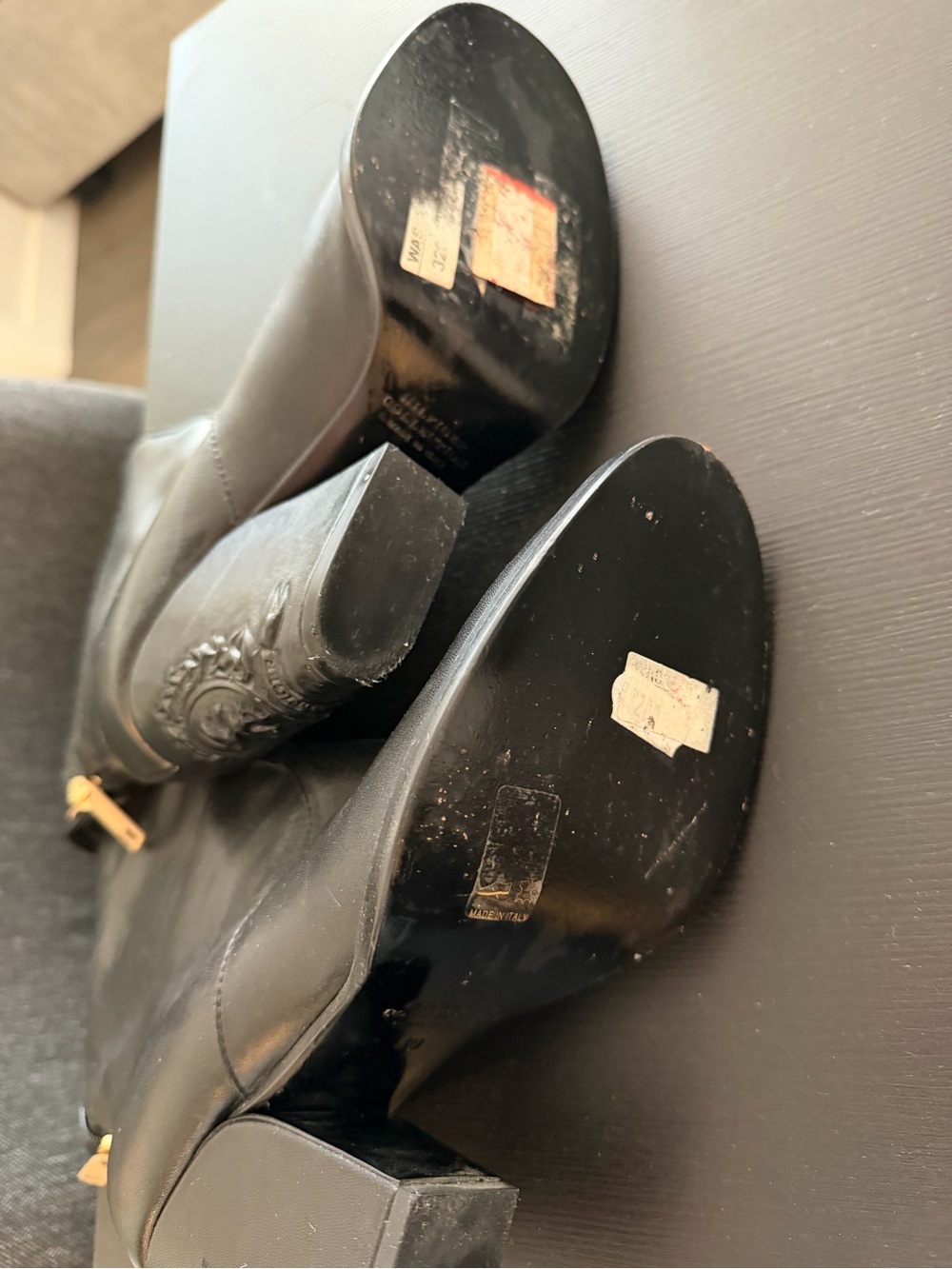 Tommy Hilfiger Black Leather Mid-Heel Ankle Boots